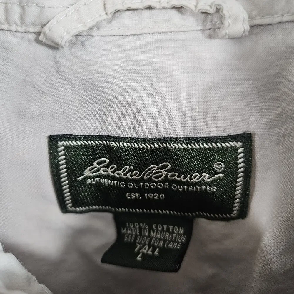 Eddie Bauer Pearl Snap Shirt Men's LT Brown Plaid Long Sleeve Hiking Western - Picture 4 of 4